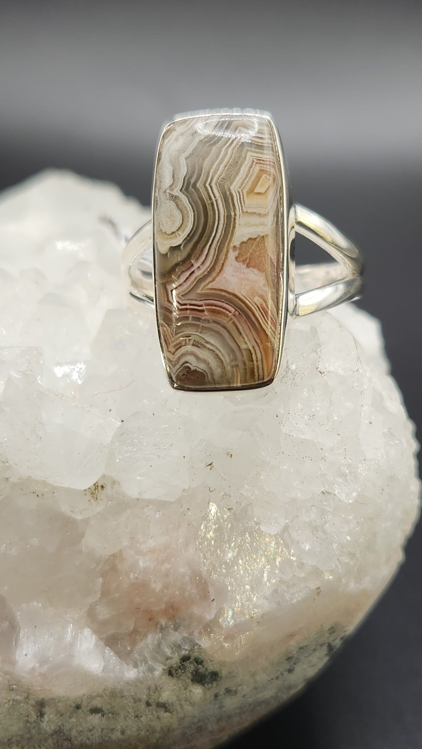 Sterling Silver Laguna lace agate ring (size 9)