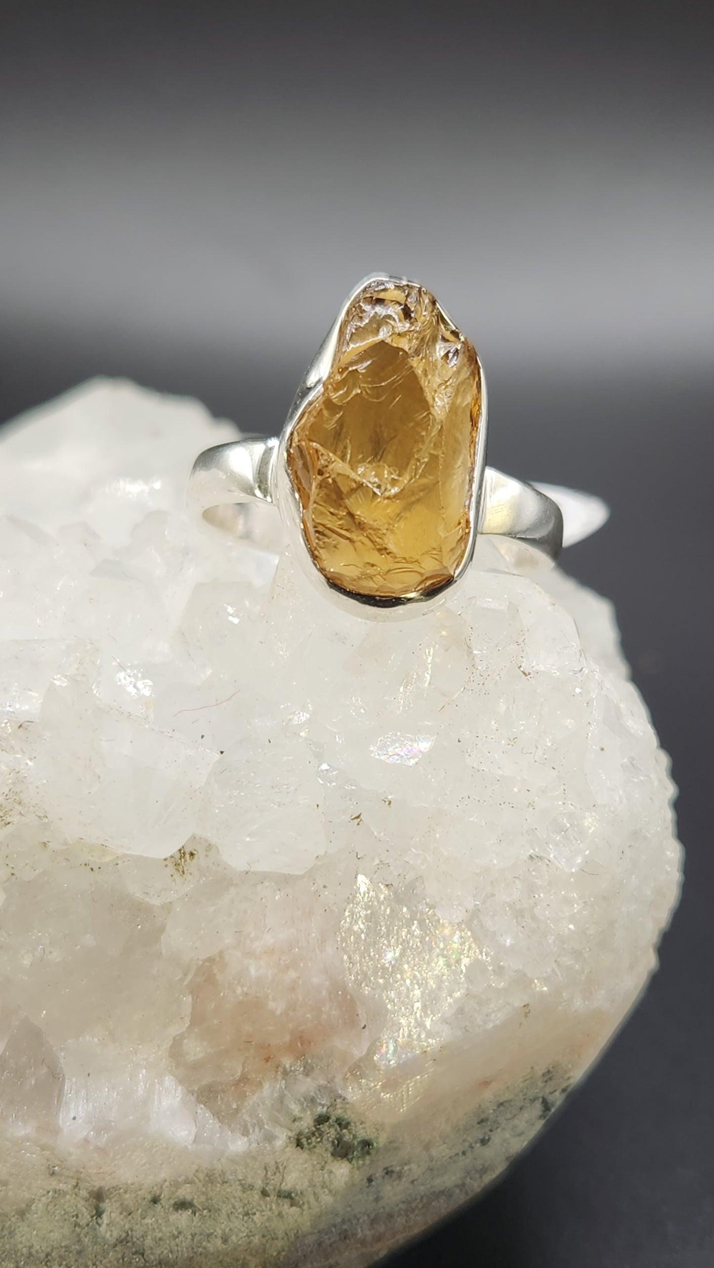 Sterling Silver Cognac quartz ring (size 9)