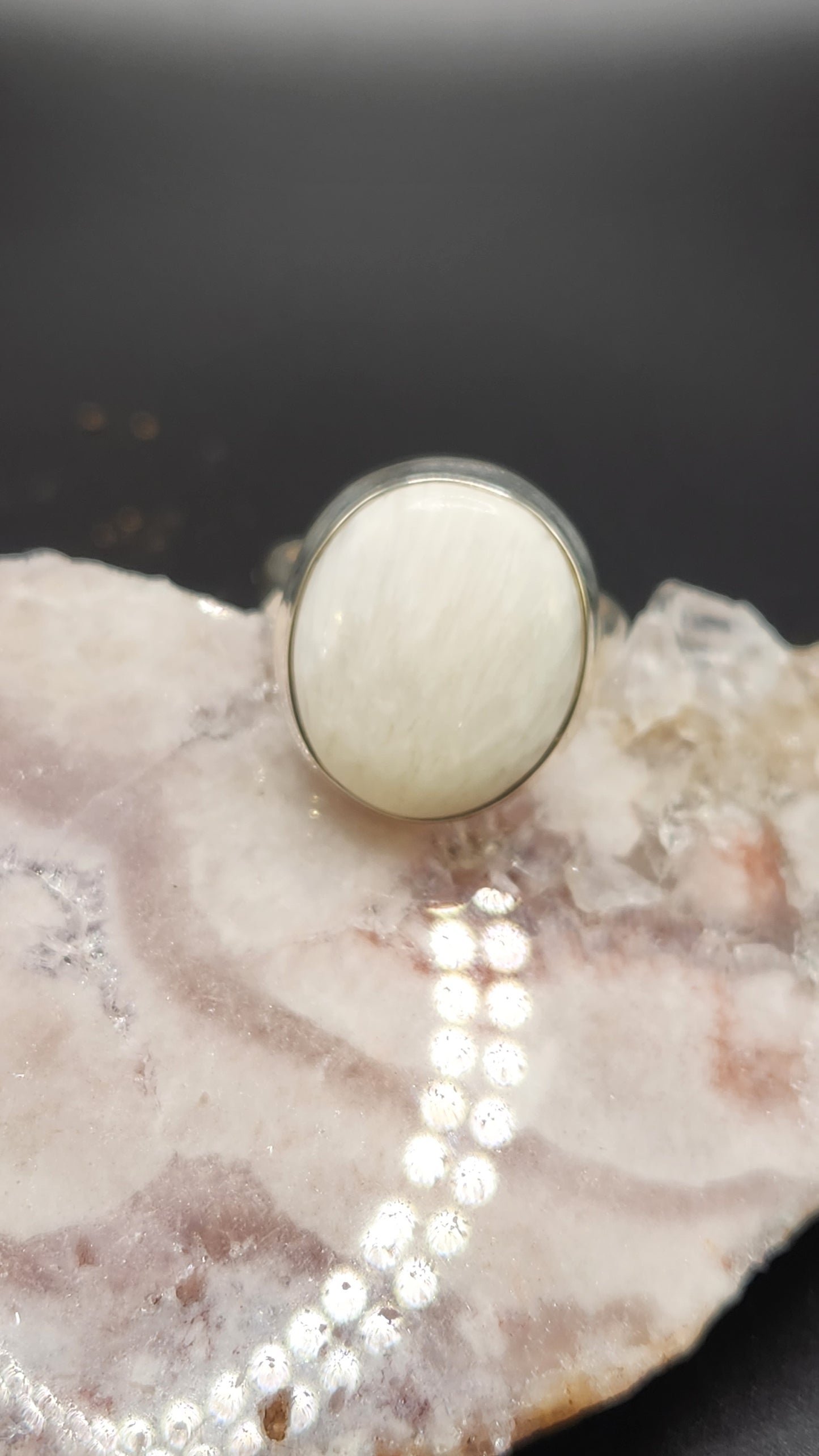 Sterling Silver Scolecite ring (size 9)