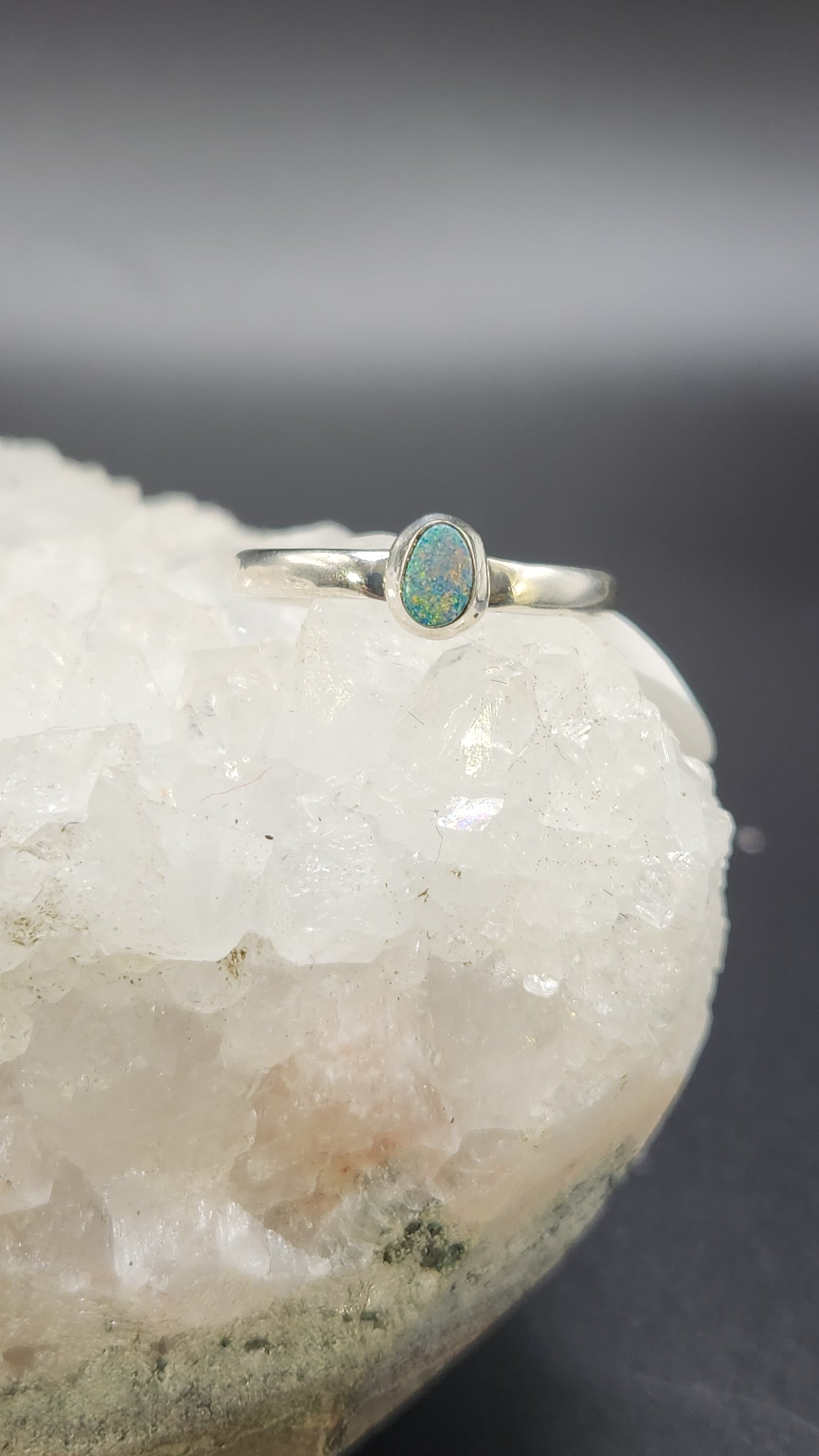 Sterling Silver Opal ring (size 8)