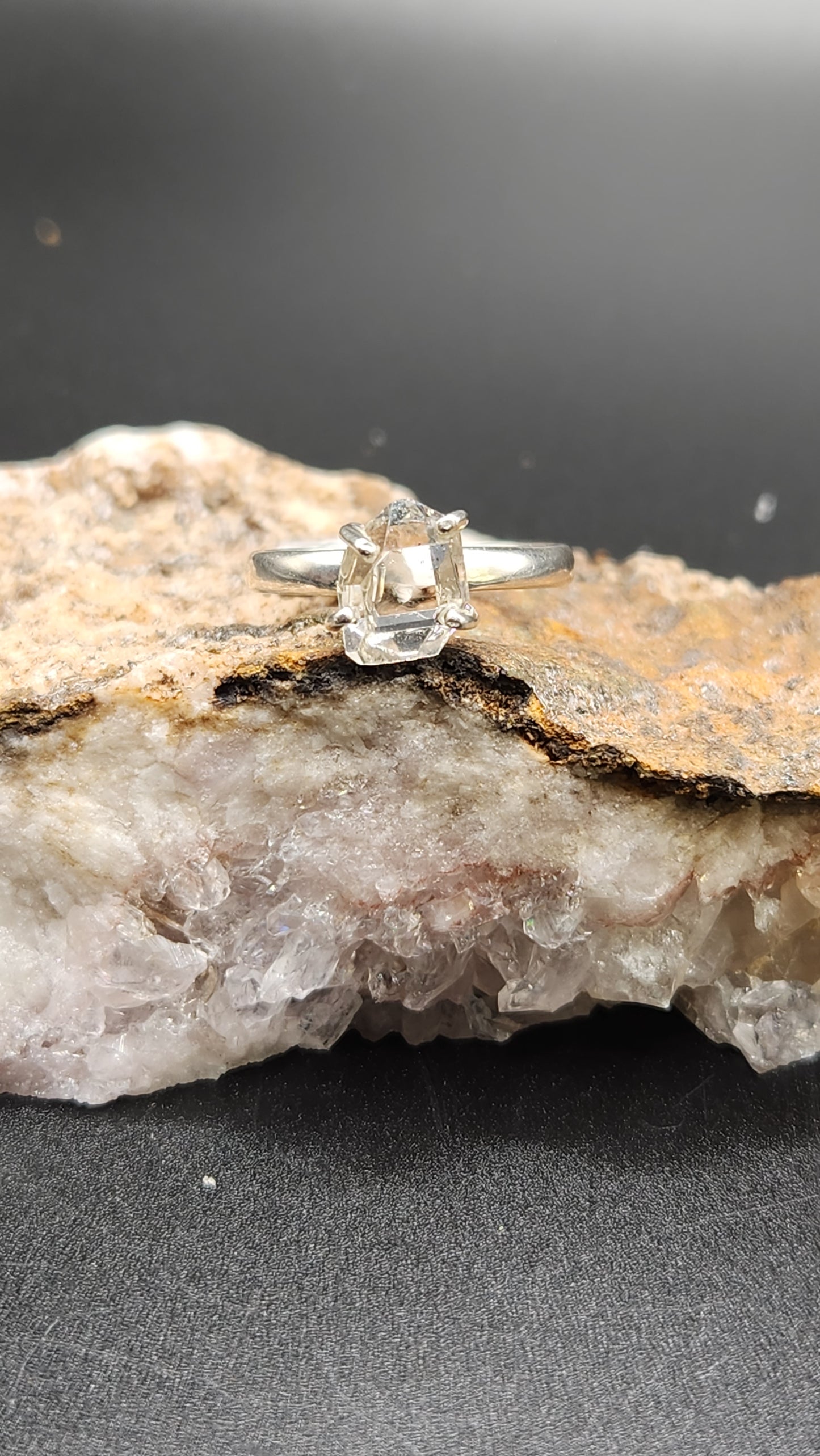 Sterling Silver Herkimer Diamond ring (size 6)