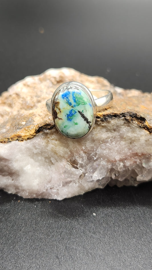 Sterling Silver Turquoise Azurite ring (size 7)