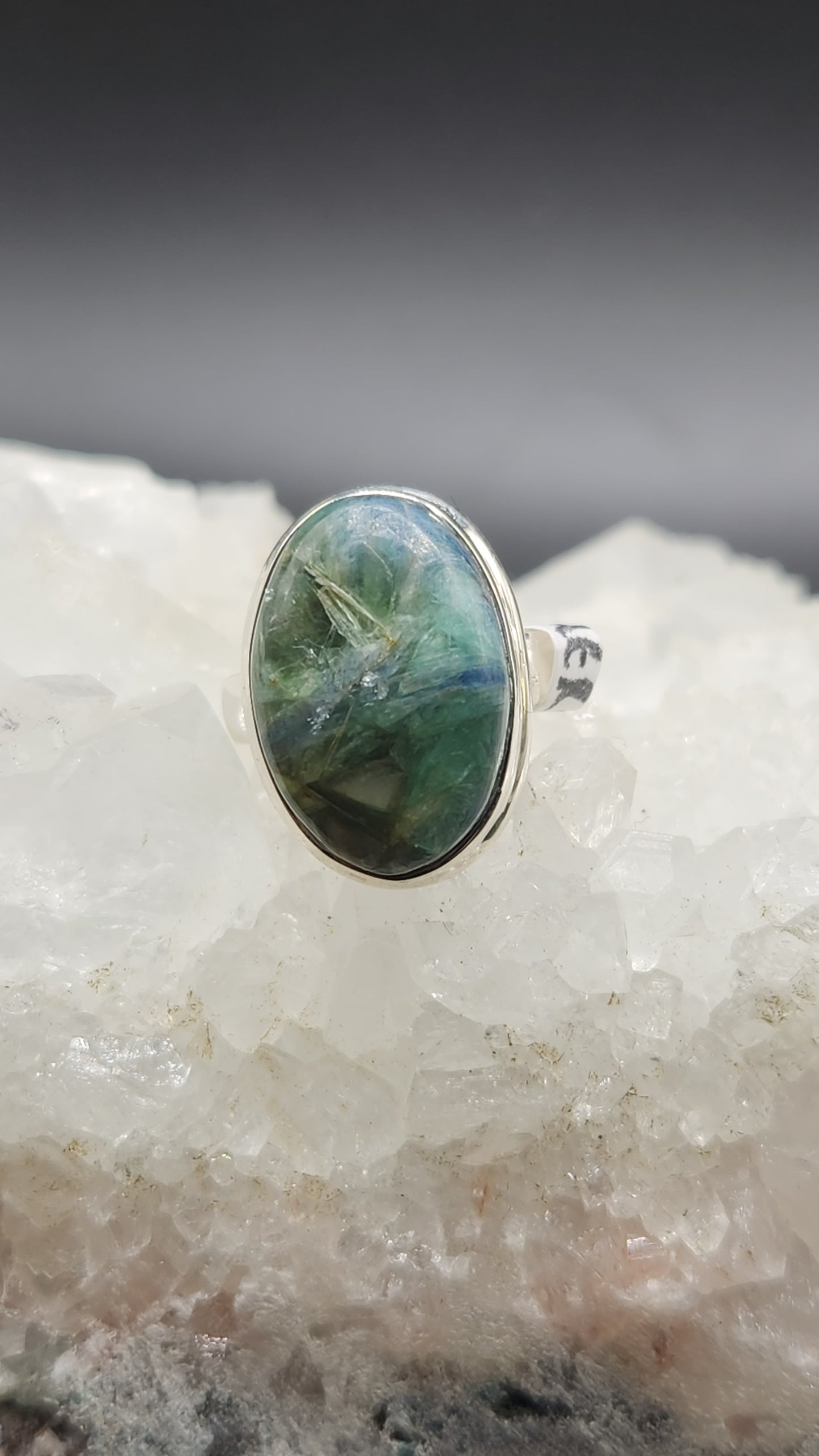 Sterling Silver Mermaid Kyanite  ring (size 6)