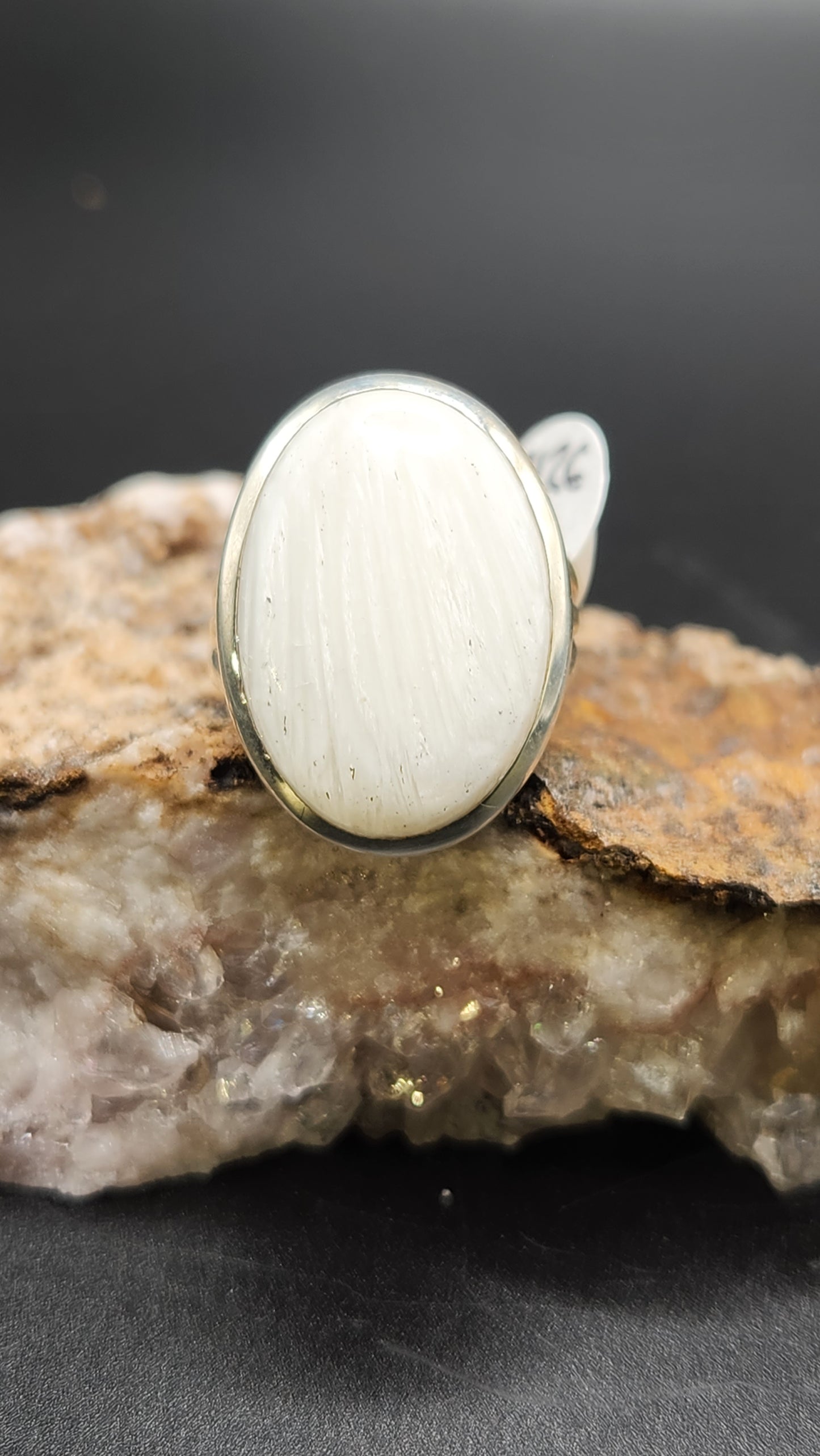 Sterling Silver Scolecite ring (size 7)