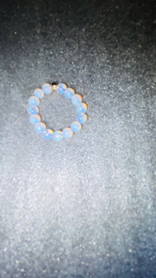 Pink opalite bead ring