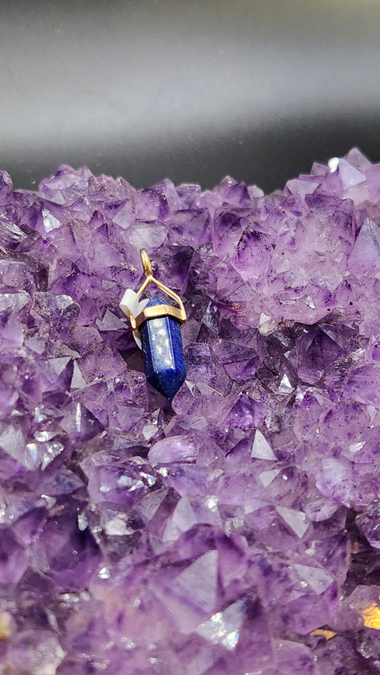 Sterling Silver with Gold Overlay Lapis Lazuli DT Pendant