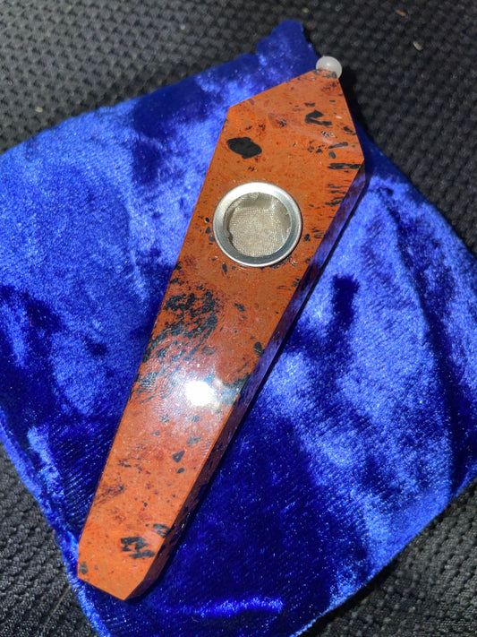 Mahogany jasper pipe (comes with cleaner & extra screen)