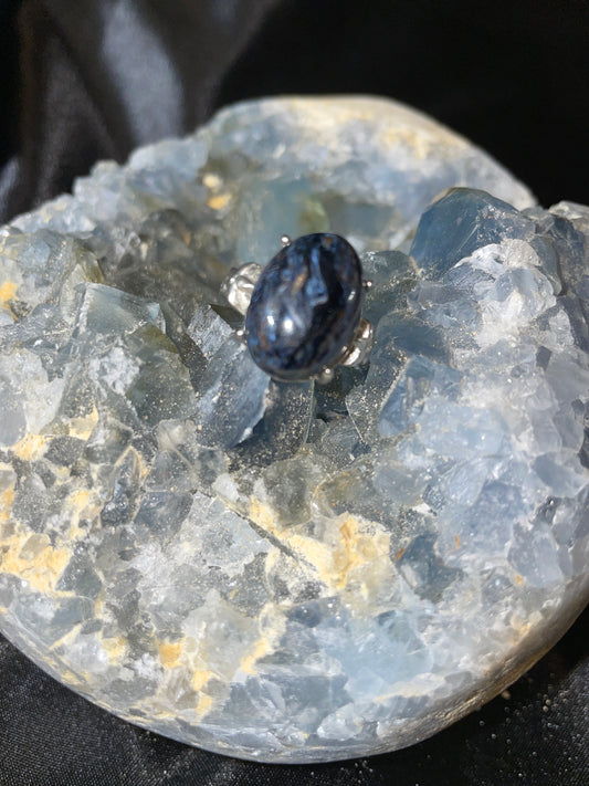 Indigo gabbro adjustable ring