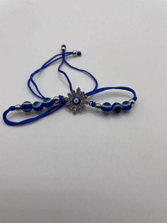 Evil eye pull cord bracelet