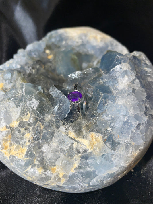 Amethyst adjustable ring