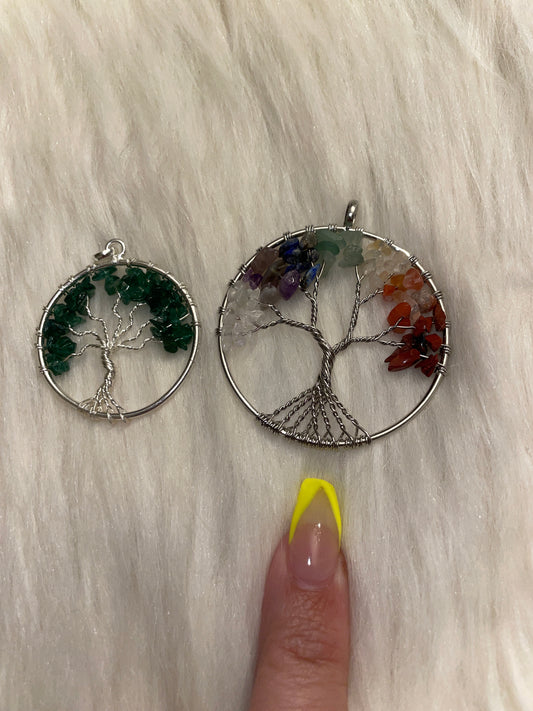 Silver tone tree of life charm (chakra chips) Medium size