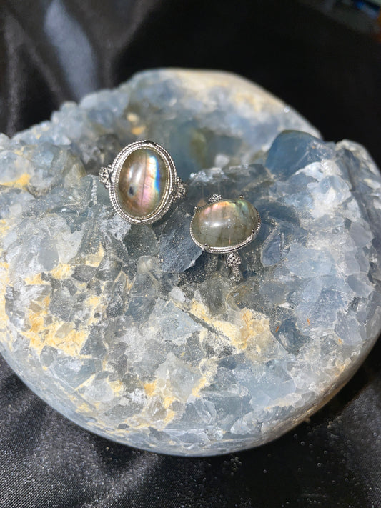 Labradorite adjustable ring