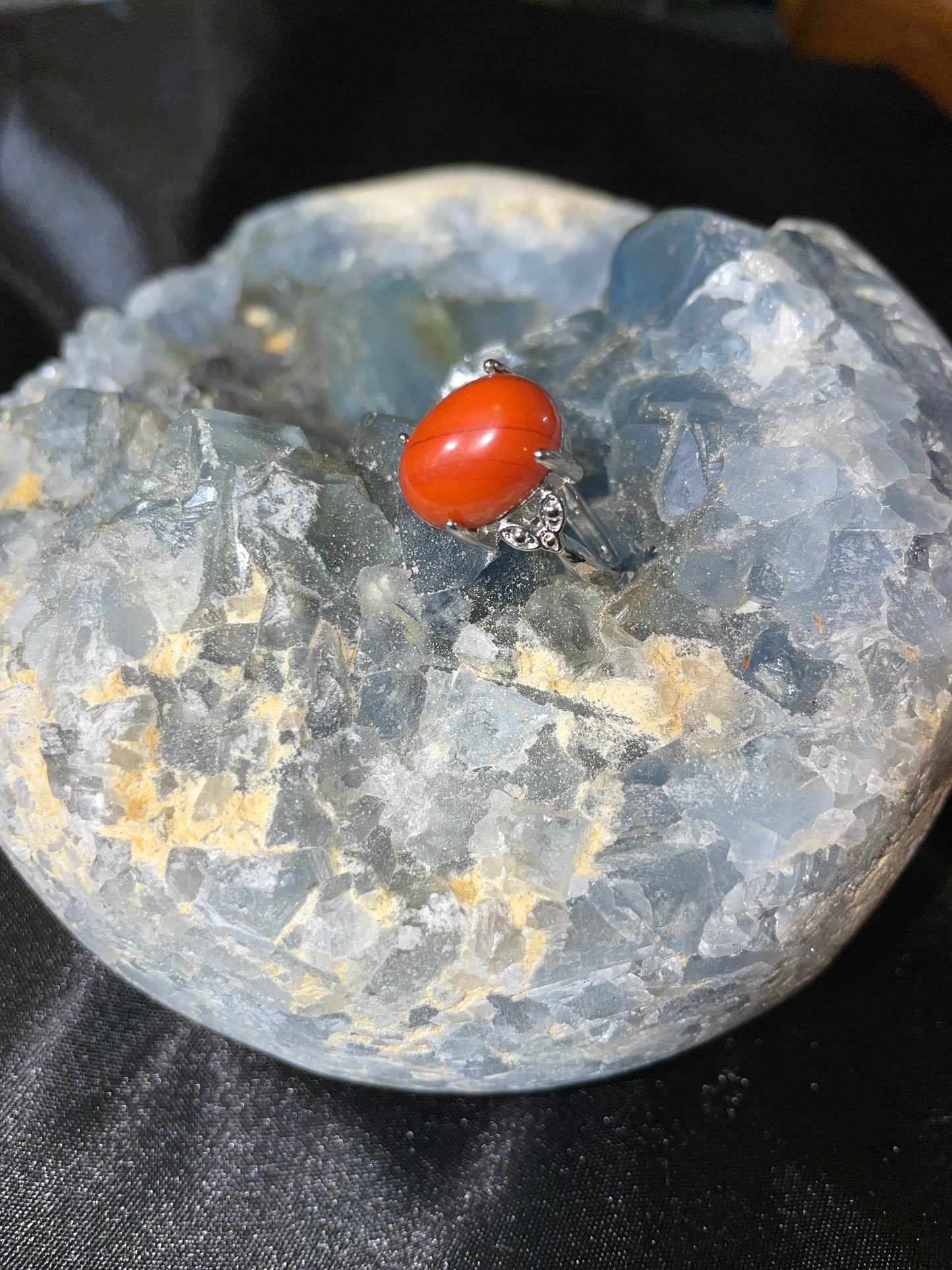 Red jasper adjustable ring