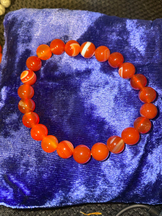 Orange Banded agate bracelet 8mm