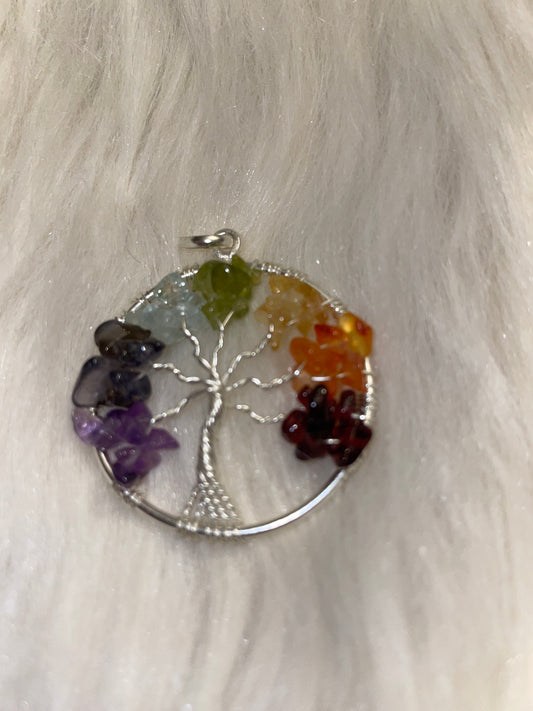 Tree of life pendants (silver & chakra chips)