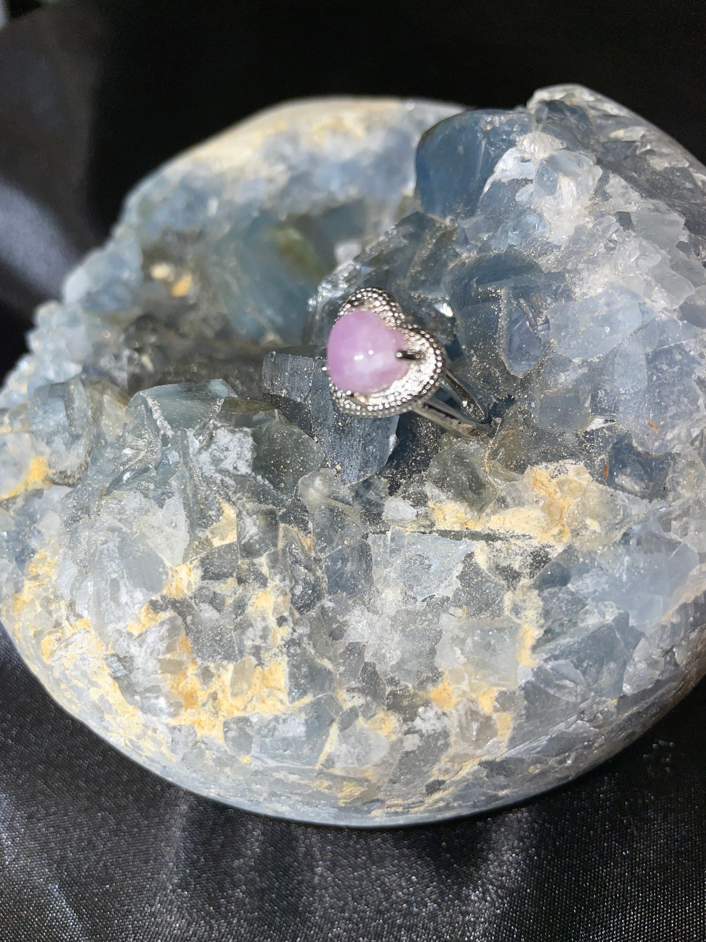 Rose quartz heart ring (adjustable)