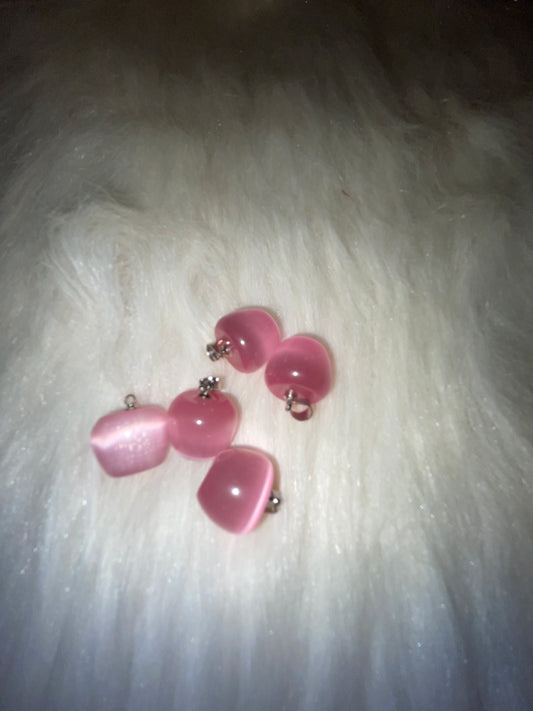 Pink cats eye apple charm