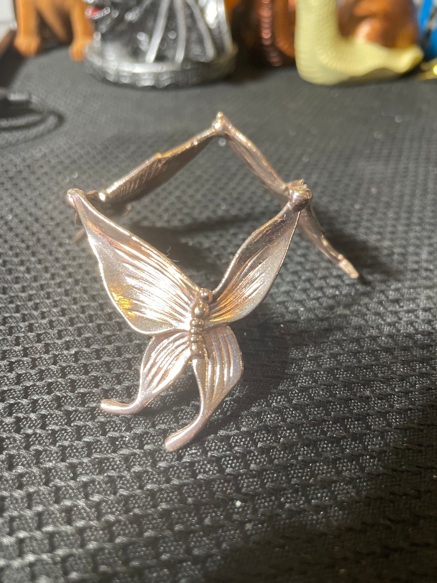 Rose gold triple butterfly sphere holder