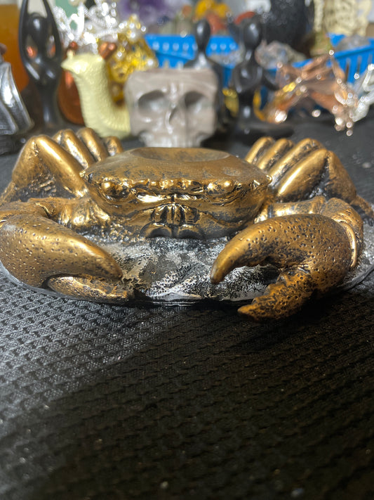 Bronze & silver crab sphere holder