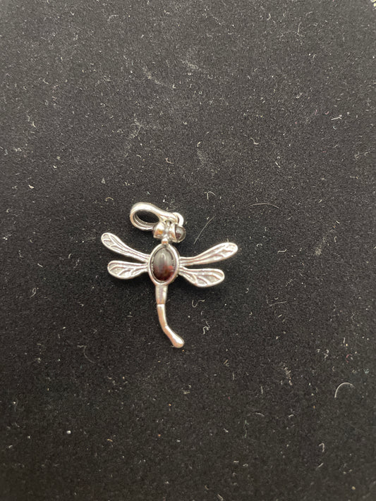 Sterling silver Baltic Amber dragon fly charm