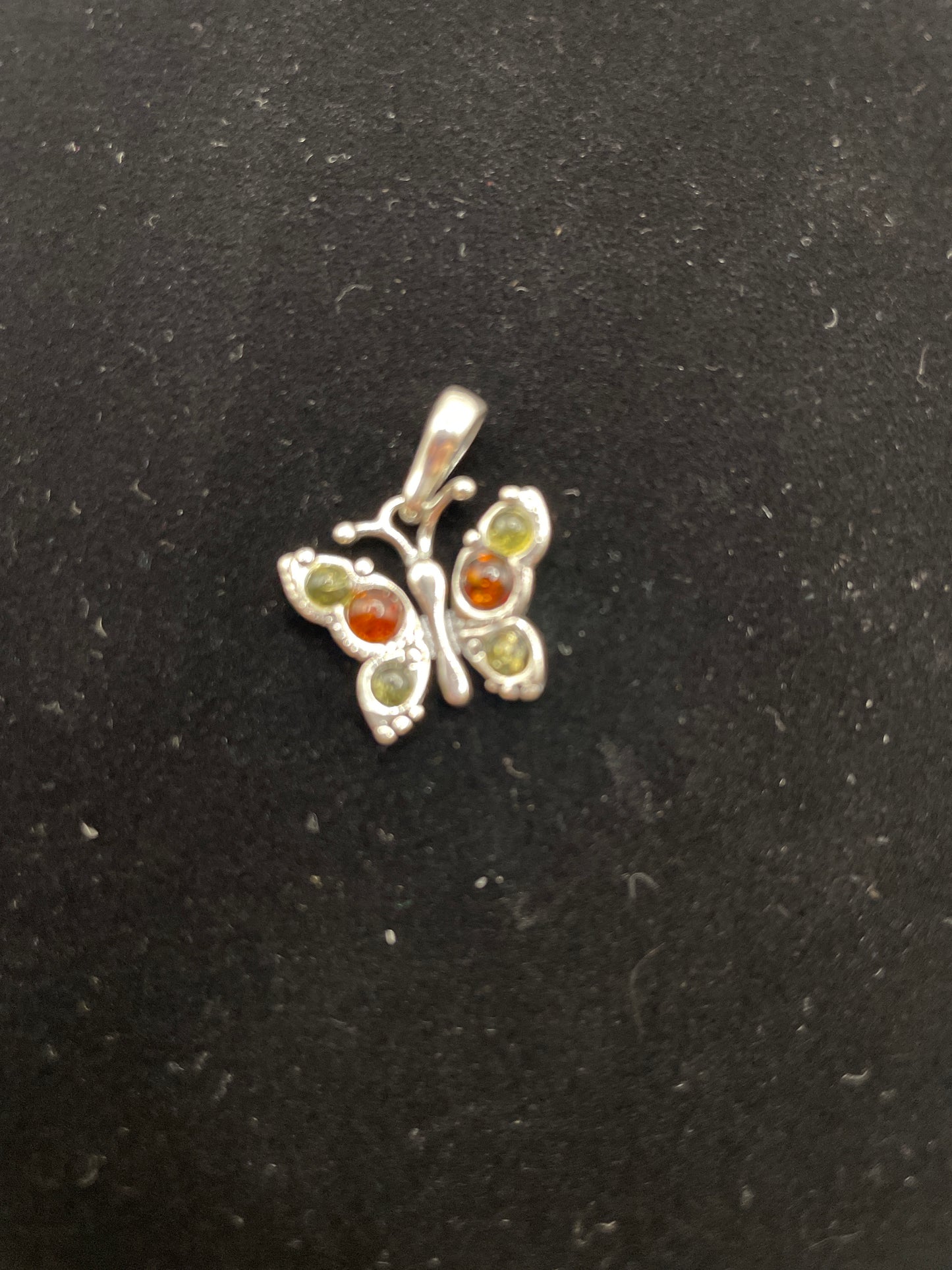 Sterling silver Baltic amber butterfly charm