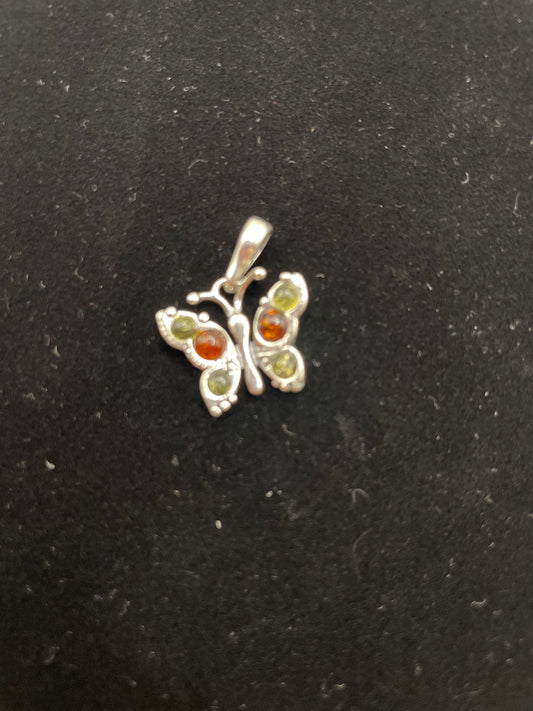 Sterling silver Baltic amber butterfly charm