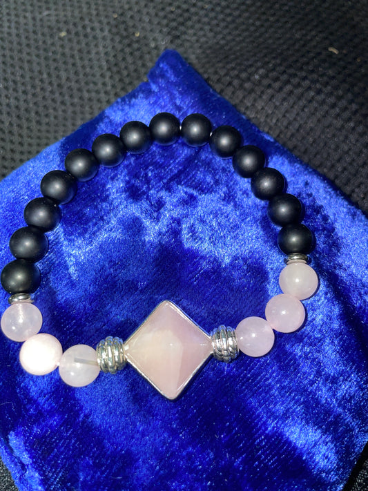 Rose quartz pyramid bracelet