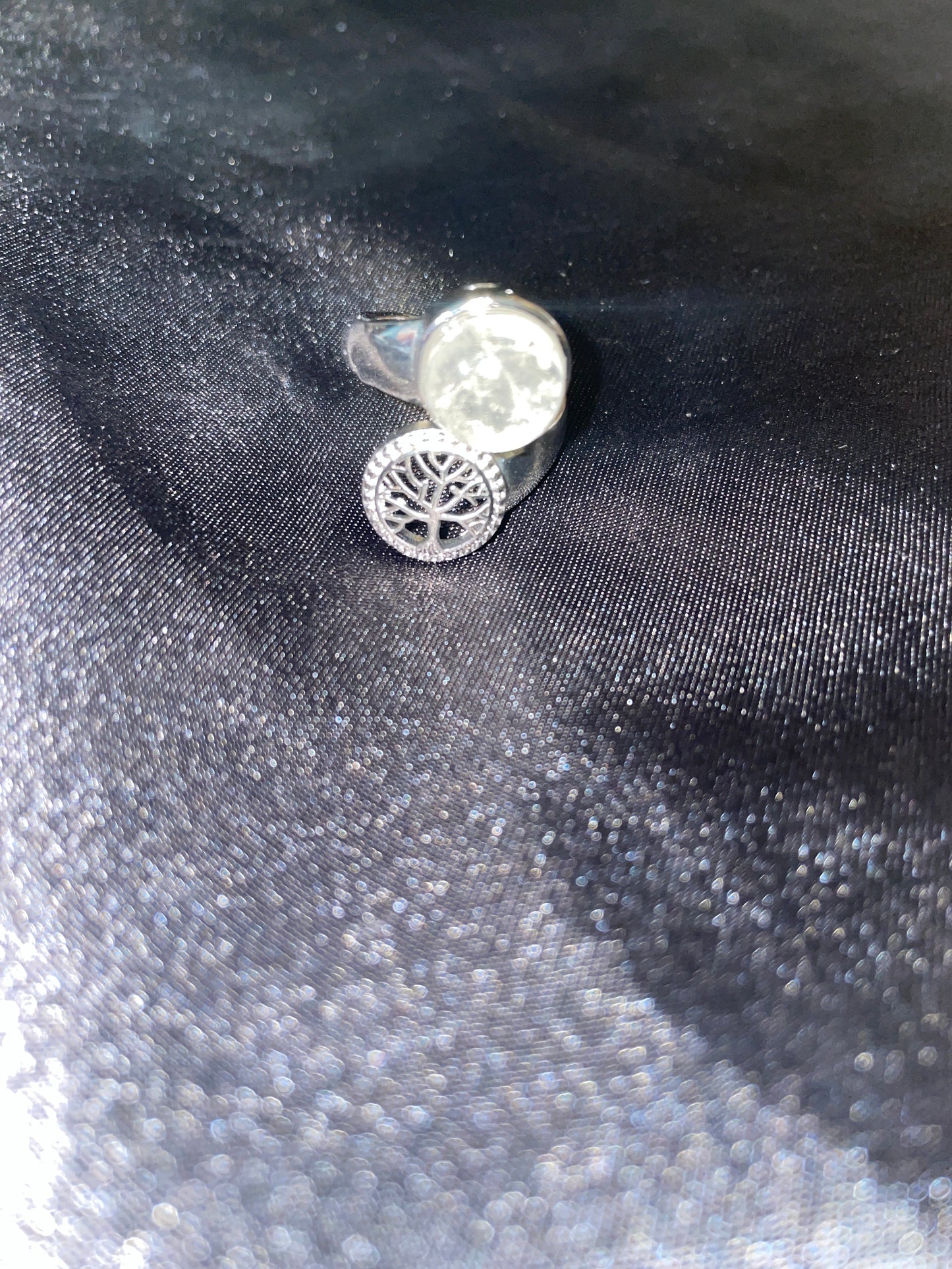 Clear quartz tree of life ring ( adjustable)