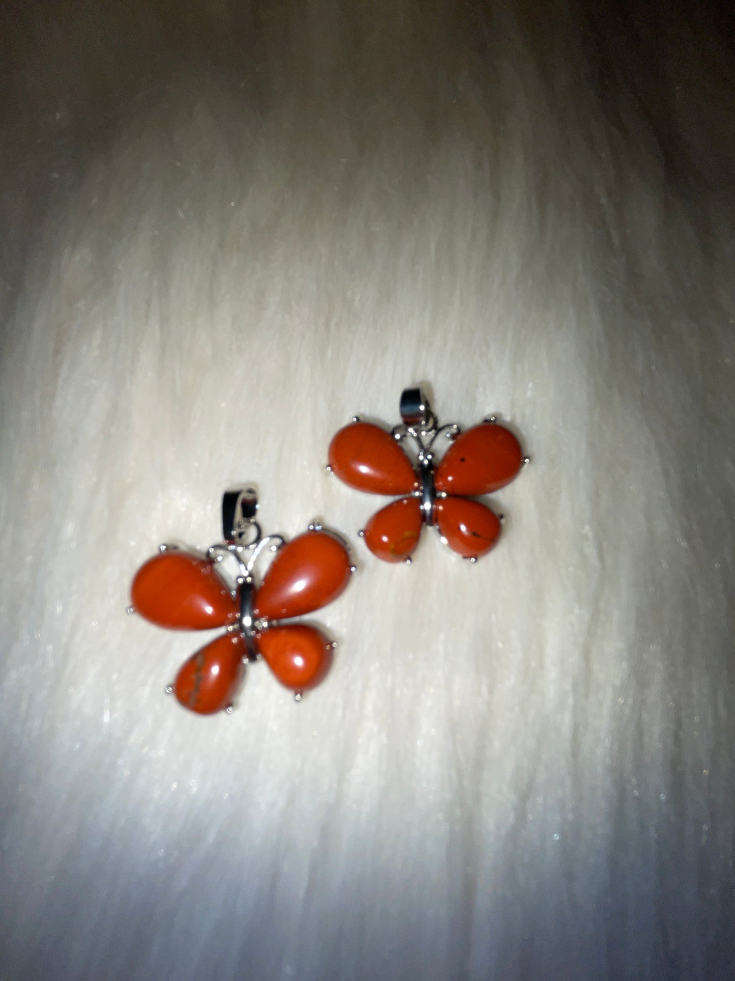 Silvertone butterfly charm (red jasper)