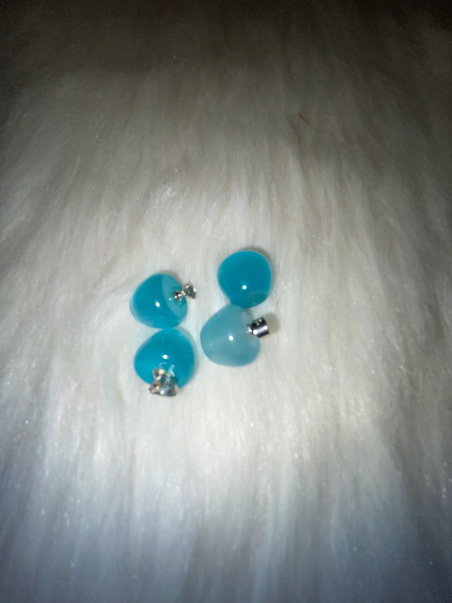 Blue  cats eye apple charm