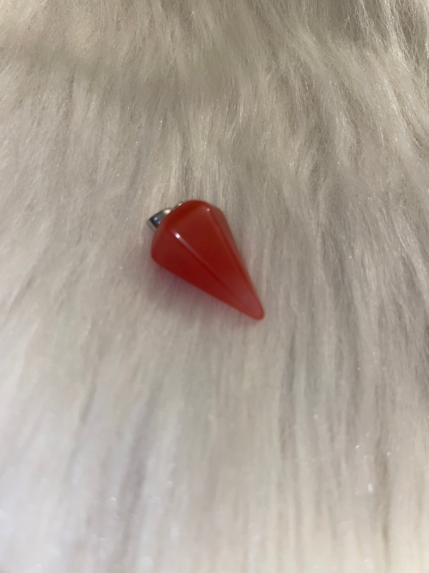 Red smelted quartz (man made)pendulum necklace with chain