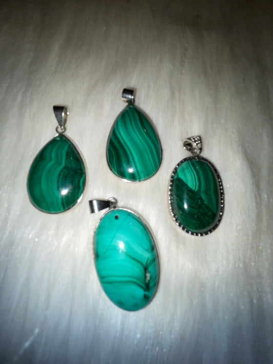 Malachite pendent in sterling silver (925)