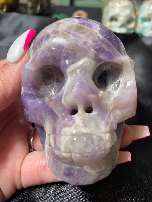 3.5" Dream Amethyst Skull - Hollow Jaw