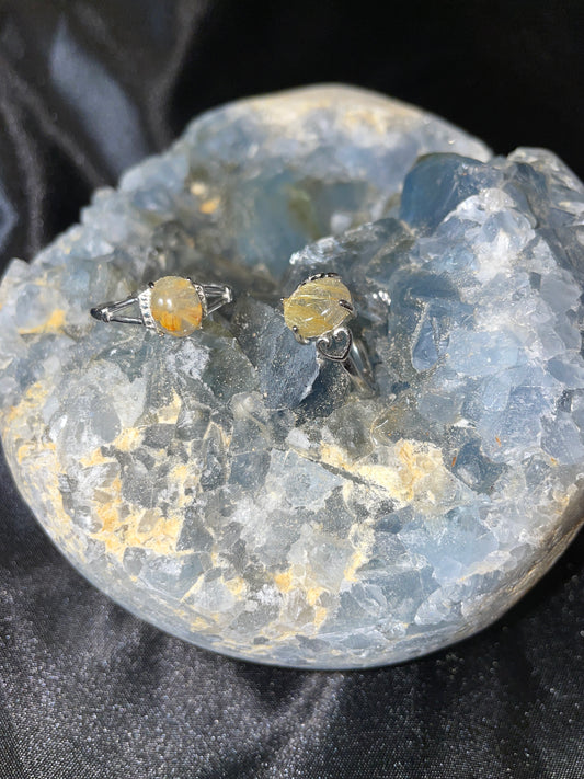 Gold rutile adjustable ring