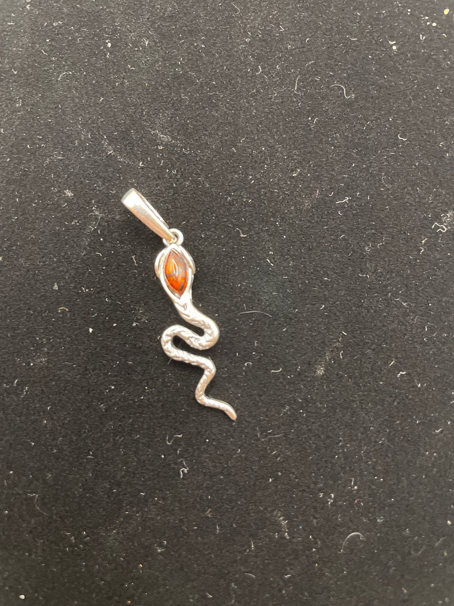 Sterling silver Baltic amber snake charm