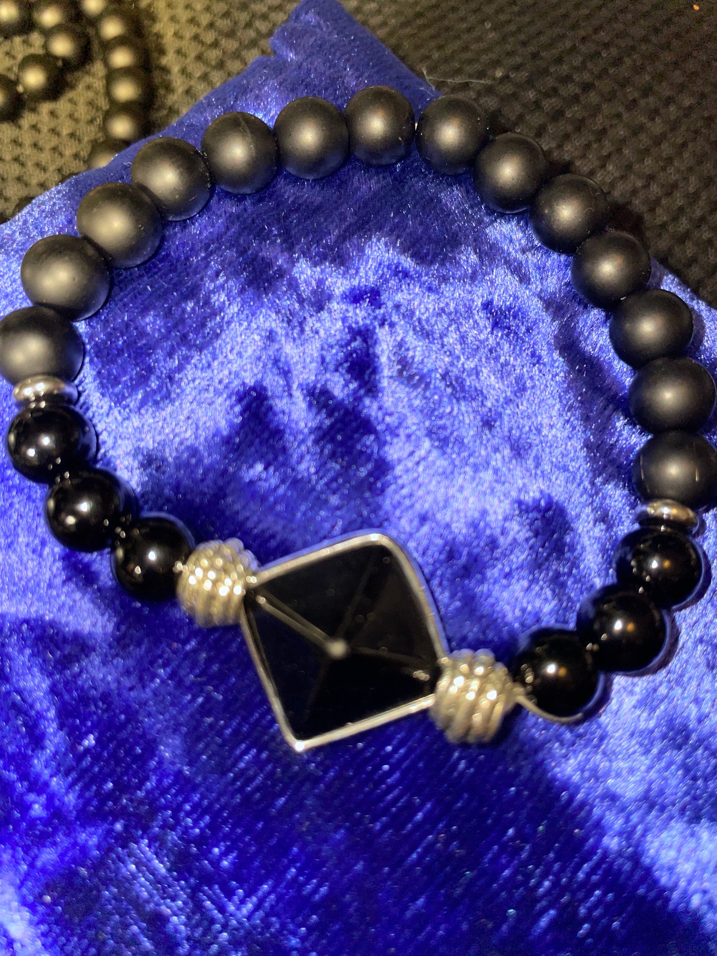 Black obsidian pyramid bracelet