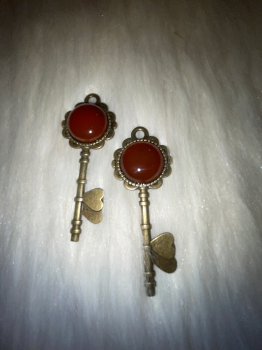 Carnelian key pendents (copper tone