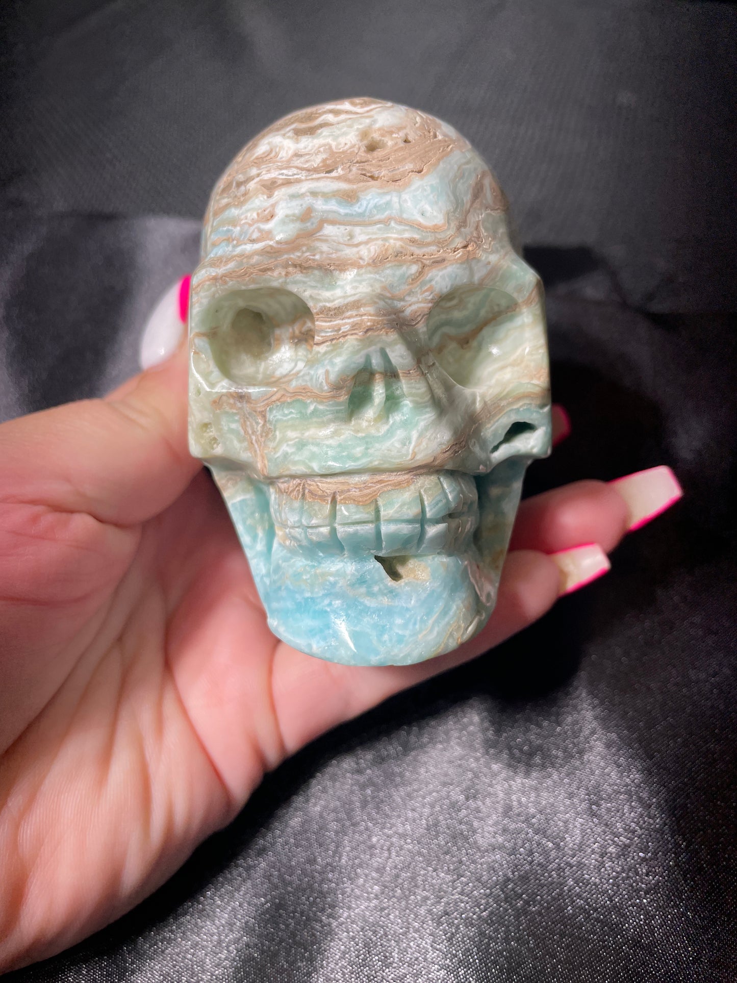 3.5" Blue Aragonite Skull