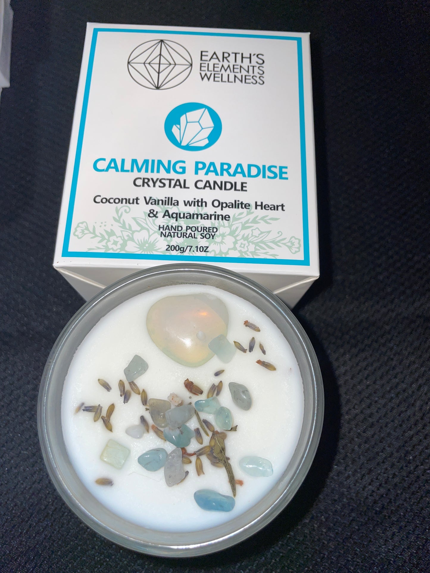 Calming paradise crystal candle