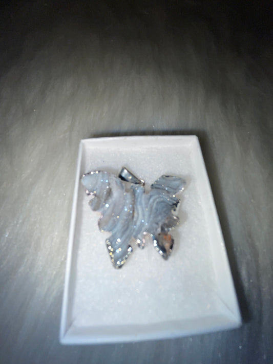 Druzy butterfly in sterling silver settling (925)