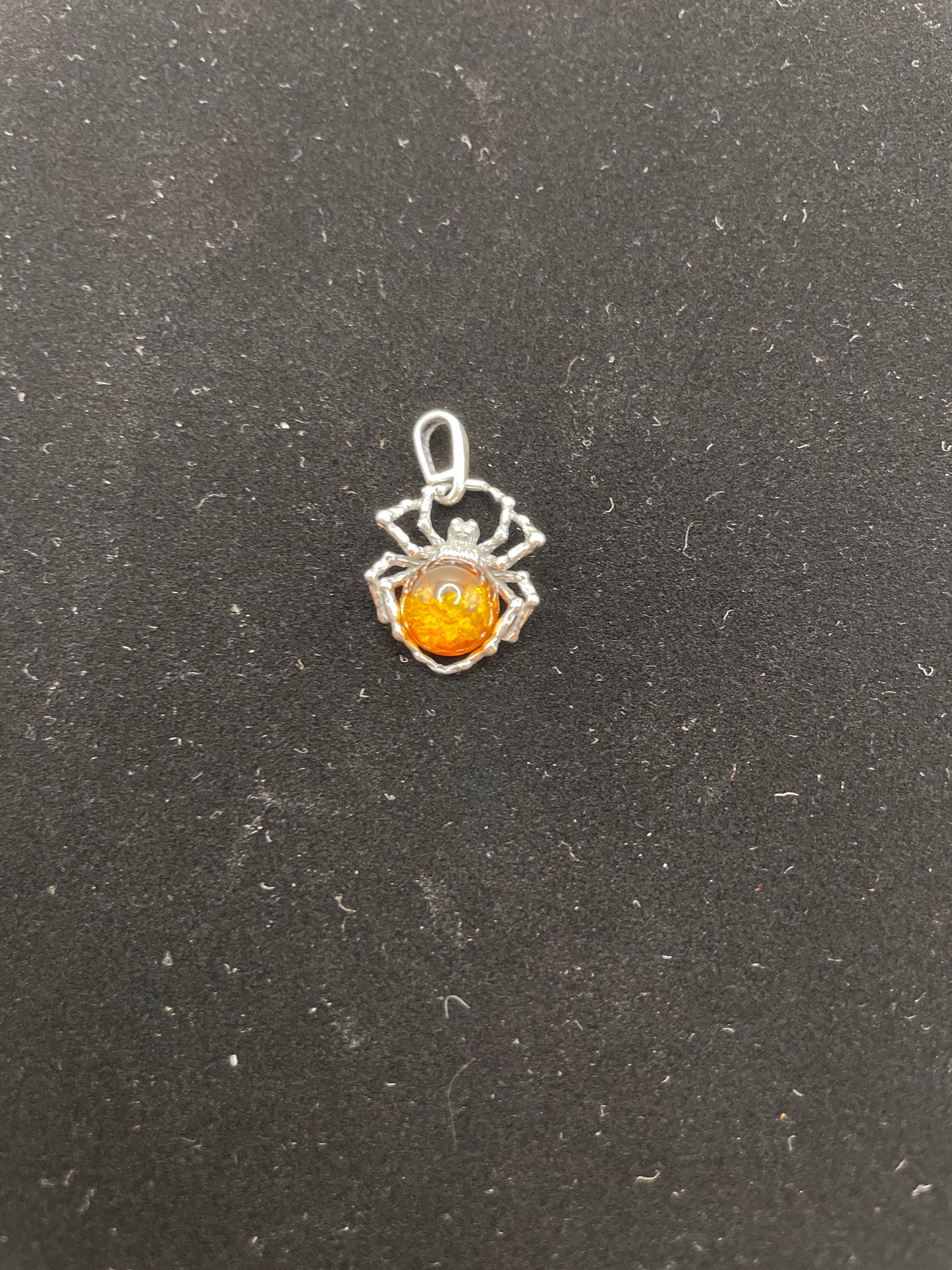 Sterling silver Baltic amber Little spider charm