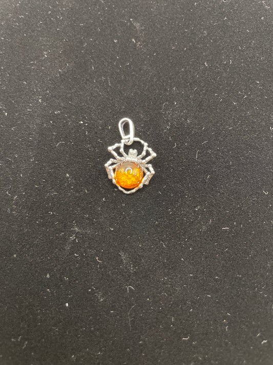 Sterling silver Baltic amber Little spider charm