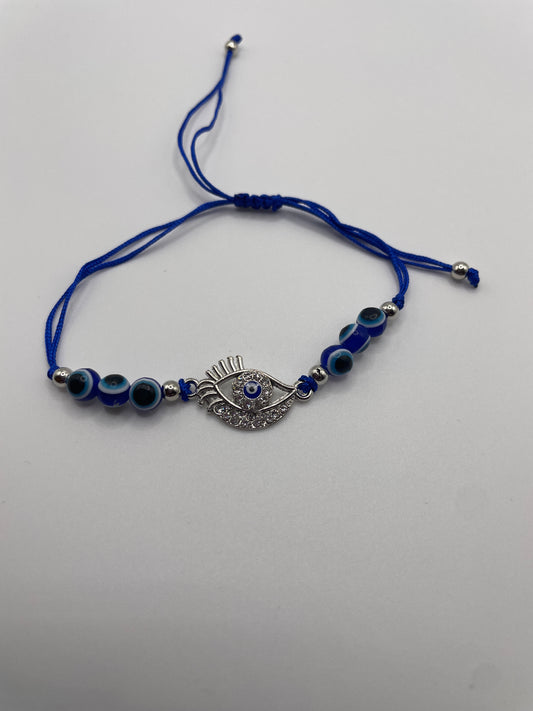 Evil eye pull cord bracelet