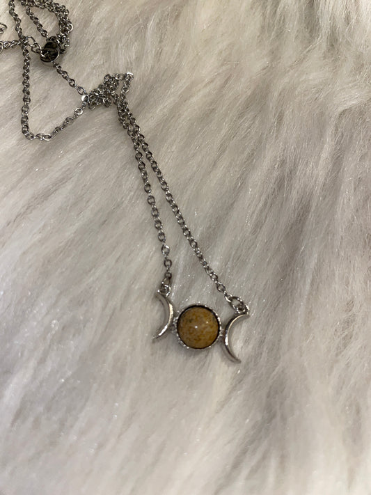 Triple moon necklace with (spotted jasper)