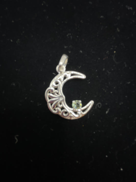 Moldavite moon charm