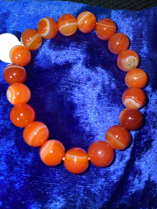 Orange Banded agate bracelet 10mm