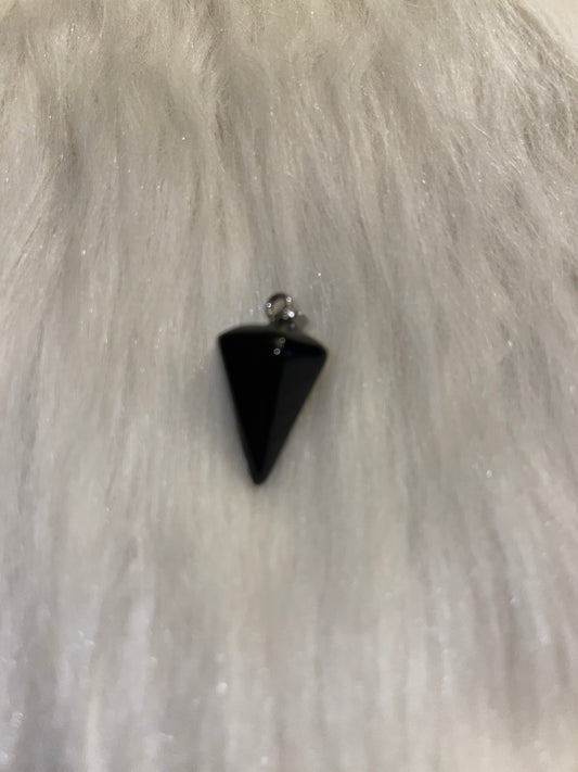 Black obsidian pendulum necklace with chain