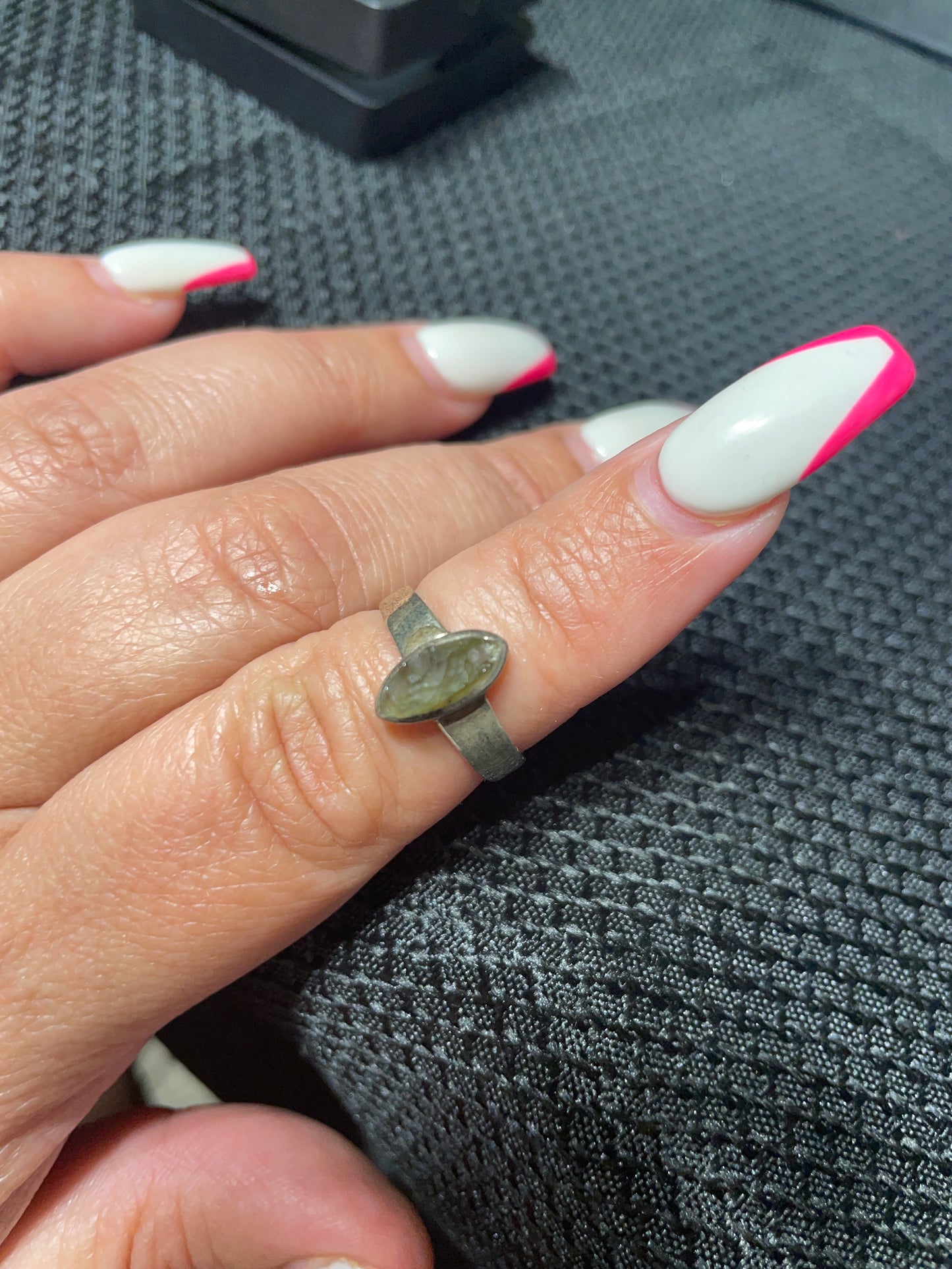 Moldavite ring (size6.5) Sterling silver (925)