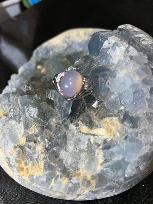 Pink opalite adjustable ring