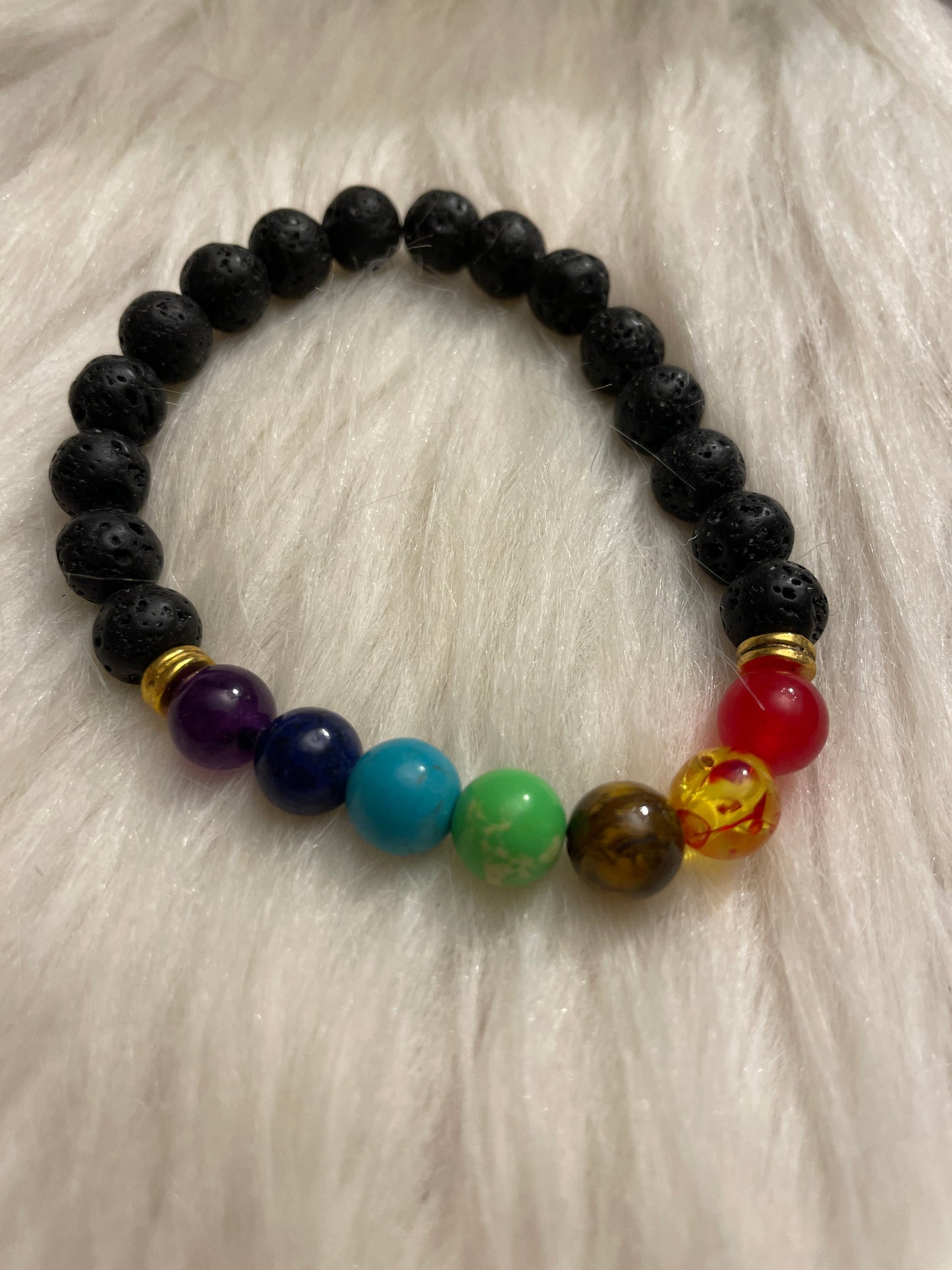 Lave stone bracelet with chakra beads